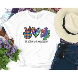 Peace Love Autism Shirt, Peace Love Autism, Neurodiversity Shirt, Autism Awareness Shirt, Autistic Pride Shirt, Autism S