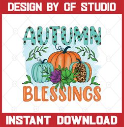 Autumn Blessings Pumpkin PNG , Fall Design, Printable Artwork, Sublimation Download Design, Graphic Design