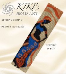 Peyote bracelet pattern beading pattern African woman Peyote pattern design 2 drop peyote in PDF instant download DIY