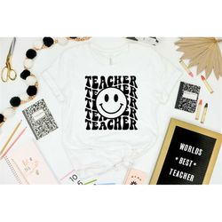 Teacher appretiation Shirt, Retro Teacher Shirt, Happy Face T-Shirt, Retro Happy Face Teacher Shirt, Cute Shirt for Teac