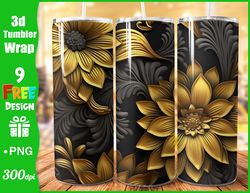 3d Flowers Straight & Tapered Tumbler Wrap PNG