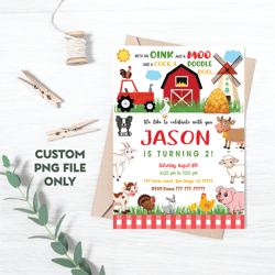 Personalized File Farm Invitation PNG File Only, Farm Birthday Invites Png, Instant Download Farm Part | PNG File