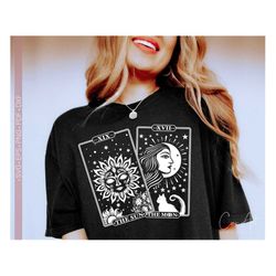 Sun and Moon Tarot Cards Svg Png, Boho Svg, Celestial Mystic Tarot Card Svg Cut, Cricut, Witchcraft Svg Illustration Gra