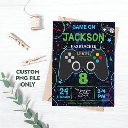 Personalized File Video Games Invitation PNG File Only, Video Games Invites Birthday Boy girl Png | PNG File