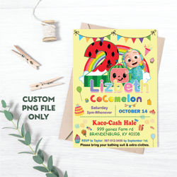 Personalized File Custom Cocomelon Invitation Png, Baby Birthday Invitation Png, cocomelon party,Birthday | PNG File