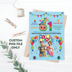 Personalized File Custom Birthday Cocomelon Invitation Png, Cocomelon Birthday Invitation Png, Printable | PNG File