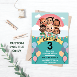 Personalized File Cocomelon Invitation | Cocomelon Birthday Invitation | Cocomelon Birthday party | Instant D | PNG File