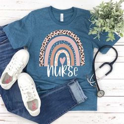 Rainbow Nurse Shirt, Nurse Life, Nurse Gift, Nurse Shirt, Gift For Nurse, Nurse Week, Registered Nurse Shirt, Leopard Pr