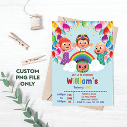 Personalized File Cocomelon Birthday Invitation- Instant Download PNG File Only | PNG File
