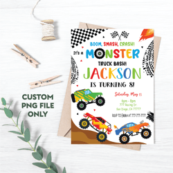 Personalized File Monster Truck Invitation Png, Monster Truck Birthday Invites Png,Instant Download Monster | PNG File