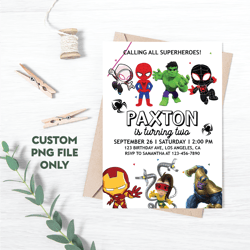 Personalized File Spidey and His Amazing Friends Birthday Invitation Boy Superhero Party Invite | PNG File