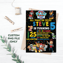 Personalized File Paw-ty Patrol Invitation | Kids Birthday Invitation, For Boy and Girl Kids invitation | PNG File