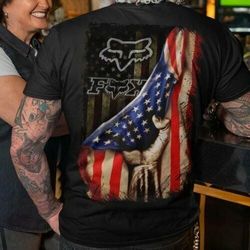 Fox Racing American Flag Black Backprint T-shirt