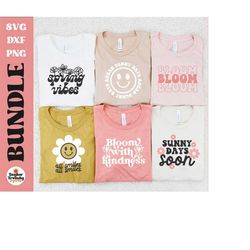 Instant SVG/DXF/PNG Spring svg Tshirt Bundle, spring retro tshirt svg, retro spring quote, png, boho spring svg, cute te