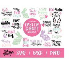 Instant SVG/DXF/PNG Easter Quote Bundle, easter svg, quote, decor, bunny, egg, dxf, cut file, silhouette, cricut, monogr