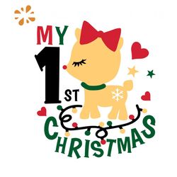 My First Christmas Svg, Christmas Svg, Cat Svg, Heart SVg, Tie Bow Svg, Christmas Lights Svg