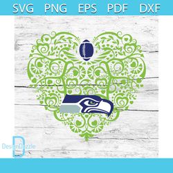 Seattle Seahawks, Heart SVG, NFL Svg, Football Svg, Cricut File, Svg