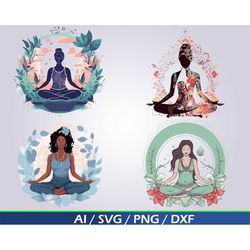 Yoga SVG Digital Download Bundle namaste svg Yoga meditation clip art spiritual mandala png for sublimation for cricut z