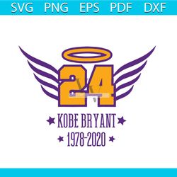 Kobe Bryant SVG, 24 Legend Rest In Peace, Memorial Angel Wings Lakers