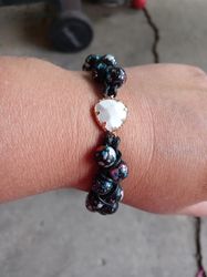 Braided leather cord bead bracelet