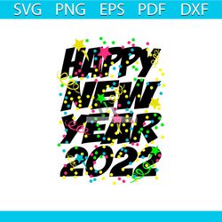 Happy New Year 2022 Svg, New Year Svg, Christmas Lights Svg, 2022 Svg, Star Svg