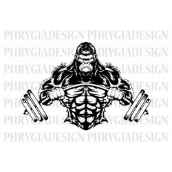Gorilla Gym Svg , Gym Svg , Bodybuilding Svg , Gorilla Svg , Muscular Gorilla Svg , Fitness Svg , Workout Svg , Bodybuil