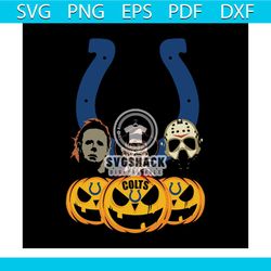 Halloween Horror Movie Pumpkin Svg, Jason Voorhees And Freddy Krueger Svg, Indianapolis Colts