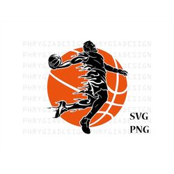 Basketball Player Svg Png , Basketball Player Silhouette , Basketball Sublimation Design , Basketball Clipart , Ball Svg