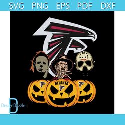 Halloween Horror Movie Pumpkin Svg, Jason Voorhees And Freddy Krueger Svg, Atlanta Falcons