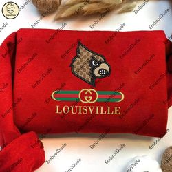 NCAA Louisville Cardinals Gu.cci Embroidered Sweatshirt, NCAA Teams Embroidery, NCAA Louisville Embroidered Hoodie