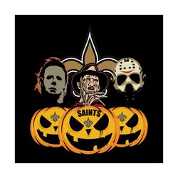 Halloween horror movie pumpkin svg, jason voorhees and freddy krueger svg new orleans saints