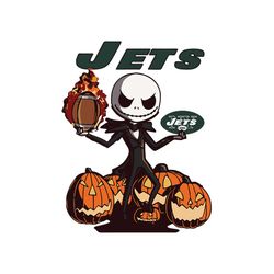 New York Jets Jack Skellington Halloween Svg, Pumpkin Halloween Svg