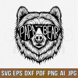 Papa Bear Svg, Papa Bear Face Svg, Bear With Glasses Svg, Papa Bear With Sunglasses Svg, Papa Bear Clipart, Papa Bear Sh
