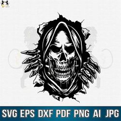 Skull In The Wall SVG, Skull Ripper SVG, Skull SVG, Skull Clipart, Skull Vector, Skull Cricut, Skull Cut Files, Skull Fl