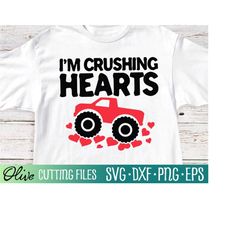 I'm Crushing Hearts SVG, Monster Truck Valentine SVG, Boy Valentine Svg, Son Valentines Day SVG, Silhouette Svg, Files f