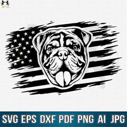 Bulldog With Flag Svg, American Bulldog Svg, Bulldog Clipart, Bulldog Vector, Bulldog Cricut, Dog Paw Svg, Bulldog Cut F