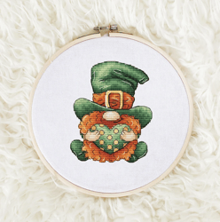 Gnome Patrick with a heart Cross stitch