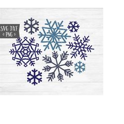 Instant SVG/DXF/PNG Snowflake set svg, winter svg, snow svg, snow dxf, set of snowflake, simple, cute, basic, cricut, cu