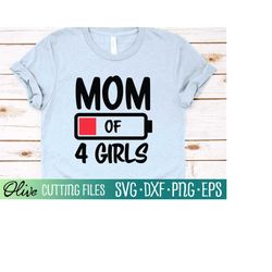Mom of 4 Girls Svg, Mom Battery Svg, Funny Mothers Day Gift Svg, Mother's Day Svg, Cameo Cricut, Cut File, Silhouette Sv