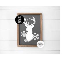 Instant SVG/DXF/PNG Deer Head Snowflakes svg, christmas svg, stag svg, stag snowflake svg, christmas decor, cut file, st