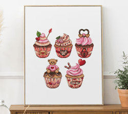 Valentine's cupcakes Cross stitch