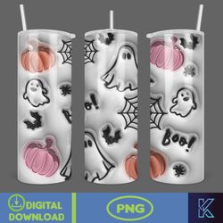 3D Inflated Halloween Season Sublimation Tumbler Design Download PNG, 20 Oz Digital Tumbler Wrap PNG (42)