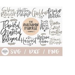 Instant SVG/DXF/PNG Autumn Phrase Bundle, autumn svg, quote, decor, september, fall svg, fall quote decor, dxf, cut file
