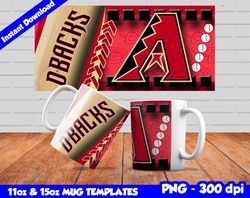 Diamondbacks Mug Design Png, Sublimate Mug Template, Arizona Mug Wrap, Sublimate Baseball Design Png, Instant Download