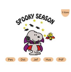 Spooky Season Embroidery Designs, Halloween Embroidery File, Snoopy Embroidery design