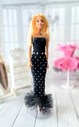 Long black crochet Barbies dress
