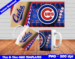 Cubs Mug Design Png, Sublimate Mug Template, Cubs Mug Wrap, Sublimate Baseball Design Png, Instant Download