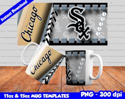 White Sox Mug Design Png, Sublimate Mug Template, White Sox Mug Wrap, Sublimate Baseball Design Png, Instant Download