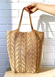 Crochet Tote Bag, Crochet pattern bag, Raffia bag, Beach bag, Shopping bag, Download Tutorial PDF VIDEO