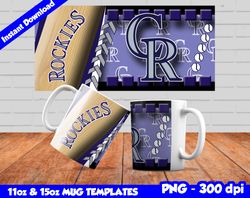Rockies Mug Design Png, Sublimate Mug Template, Rockies Mug Wrap, Sublimate Baseball Design Png, Instant Download
